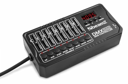 BeamZ DMX-512MINI - DMX Controller, Akku Lichtmischpult, 64 Kanäle, 8 Stunden Akkulaufzeit, mobiler DMX-Controller, DJ Lichtsteuerung, Lichtmischpult, Steuerung für Lichttechnik