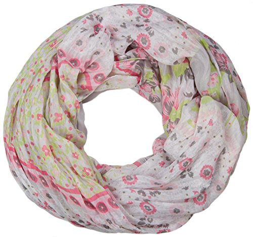 styleBREAKER Écharpe tube à motifs floraux, mélange d'imprimés, effet froissé et plissé, paisley, pois, fleurs, roses 01014008, couleur:Gris clair