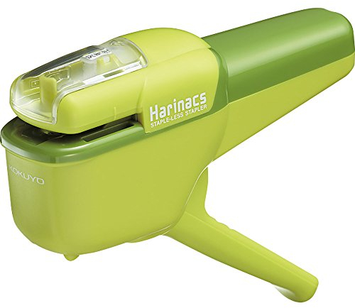 Kokuyo SLN-MSH110G Harinacs Japanischer Hefter, der ohne Klammern funktioniert, Grün, bis zu 10 Blätter zugleich heften