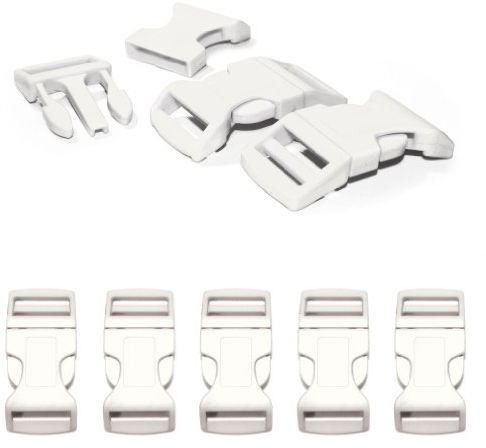 Fermoir à clip en plastique, idéal pour les paracordes (bracelet, collier pour chien, etc), boucle, attache à clipser, grandeur: XL, 1”, 65mm x 32mm, couleur: blanc, de la marque Ganzoo - lot de 5 fermoirs