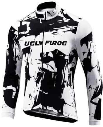 UGLY FROG LJ38 Herren Radtrikot Set Langarm Winter, Warmes Thermovlies Fahrrad Anzug mit Radfahren Trägerhose für MTB, Moto Jersey