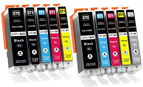 Supply Guy 10 XL Druckerpatronen mit Chip kompatibel mit Canon PGI-570 CLI-571 für Pixma MG7700 MG7750 MG7751 MG7752 MG7753 TS8000 TS8050 TS8051 TS8052 TS8053 TS9000 TS9050 TS9055