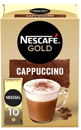 Nescafe CAPPUCCINO NATURAL 10 sobres de café soluble con sabor a delicioso cappuccino 140g