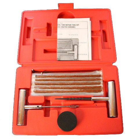 Reifenreparaturset Reparatur Reifen für LKW Traktor inkl. 35 Vulkanisierstreifen, Fettdose, stabiles Werkzeug im roten Koffer