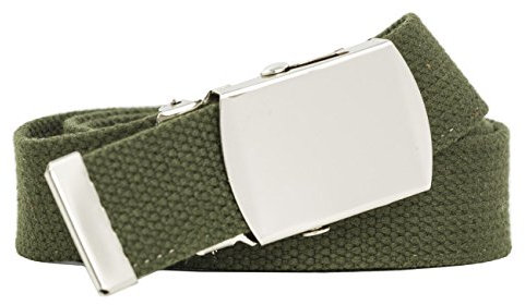 shenky Stoffgürtel extra lang | Unisex | individuell verstellbar | Stoff Gürtel mit Gürtelschnalle | Herrengürtel | Damengürtel | belt | kombinierbar | schmal | 110cm | Army Grün