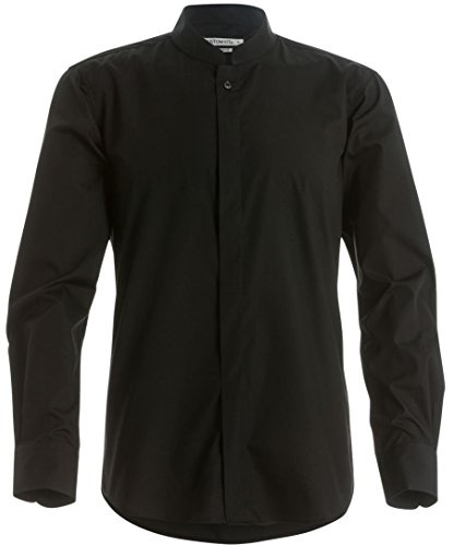 Kustom Kit Mens Mandarin Collar Fitted Long Sleeve Corporate Shirt (L) (Black)