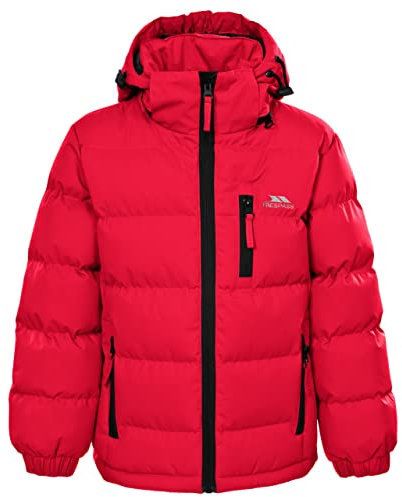 Trespass Tuff - Chubasquero para niño (Impermeable, con Capucha Desmontable), Primavera/Verano, Niños, Color Rojo, tamaño 9/10
