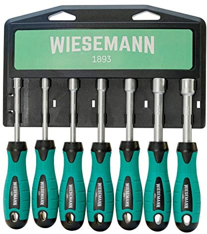 Set cacciaviti a bussola da 7 pezzi | WIESEMANN 80225 | per viti a testa esagonale 6-12 mm | cromatura opaca