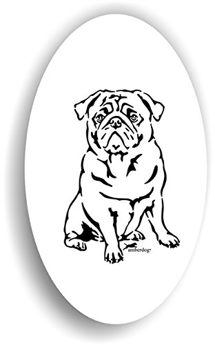 amberdog Hunde Sticker Mops – Autoaufkleber, Laptop, Wohnmobil & Camper Deko, Hundemotiv oval 16x11cm