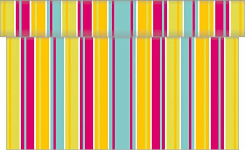Sovie HOME Tischläufer Stefano in Curry-PINK aus Linclass Airlaid, 40cm x 4,80m, 1 Stück, alle 30cm perforiert, Streifendesign, Elegante Tischdeko - Ideal für Geburtstage & Events