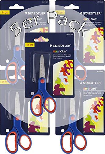 Staedtler 96514NBK - Noris Club Bastelschere auf Blisterkarte, 14 cm 5er Packung