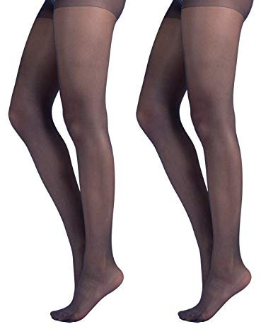 LOT DE 2 COLLANTS VOILE 20 DEN | COLLANT TRANSPARENT AVEC CULOTTE RENFORCÉE | NATUREL, NOIR, BLUE | S, M, L, XL, XXL | FABRIQUÉ EN ITALIE | (XL, BLUE)