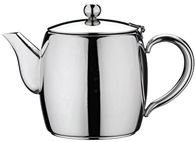 Café Stal BT-048 Café Stål Bellux Collection Deluxe Tea Pot 48oz (1.4 litres) 5 6-Cup Loose Leaf & Teabag Teapot, 18/10 Stainless Steel, Mirror Polished, Heat Resistant Handles, Argon Spout