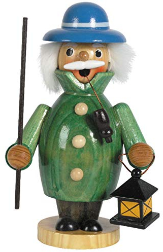 OBC Räuchermännchen Nachtwächter grün, 18 cm, Dekofigur handbemalt im Kunsthandwerks-Stil/Räuchermann/Räucherfigur aus Holz