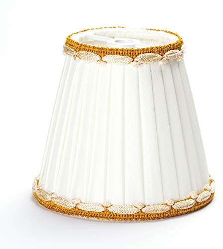 Lampenschirm Aufsteckschirm Aufsetzschirm für Kronleuchter Vintage creme gold Seide Steckschirm