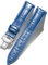 BINLUN Leder Uhrenarmband Lederarmband Ersatz Uhrenarmbänder für Herren Damen mit Silber/Gold/Roségold Schmetterling Faltschließe 12-24mm(17mm Blau-Silber Schnalle)