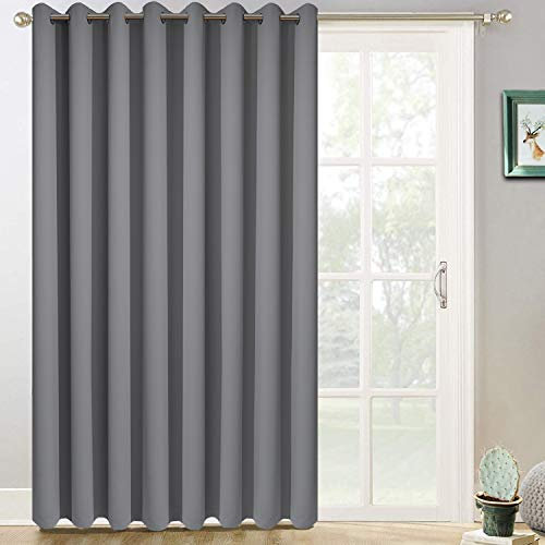 Yakamok Rideaux occultants pour Porte coulissante - Isolation Thermique - Séparateur de pièce - 254 x 213 cm - Gris