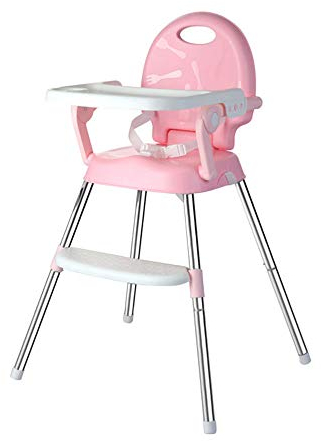 SSZZ 4-In-1 Zusammenklappbarer Multifunktions-Kinderhochstuhl Aus Kunststoff, Tragbarer Verstellbarer Sicherheits- Und Stabiler Kinderhochstuhl, Umweltfreundliches Material,Rosa
