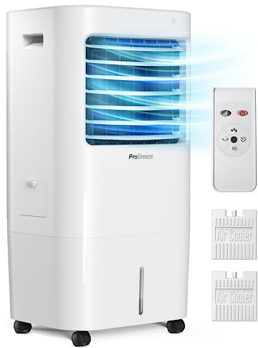 Pro Breeze 4-in-1 Air Cooler with 10 Litre Capacity, Remote Control, 3 Fan Speeds & LED Display. Powerful Evaporative Air Cooler with Built-in 7.5 Hour Timer & Automatic Oscillation for Home & Office