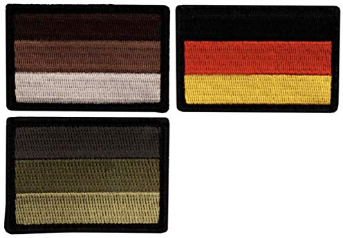 Café Viereck ® Bundeswehr Deutschland Flaggen Patch Gestickt mit Klett - 6 cm x 4 cm - 3 Stück