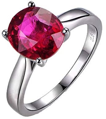 Daesar Damen 750 Weißgold Ring Verlobung 2.51ct Oval Rot Turmaline Trauring Weißgold Verlobungsring Gr.56 (17.8)
