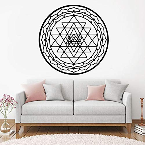 Sri Yantra Wandtattoo Mandala Aufkleber Vinyl Wohnkultur Innenarchitektur Zimmer Schlafzimmer Bewegliches Wandbild 57X57Cm