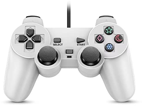 FIOTOK Manette filaire de rechange pour manette PS2, manette de jeu classique grise compatible avec console PS2 avec câble de 2,2 m