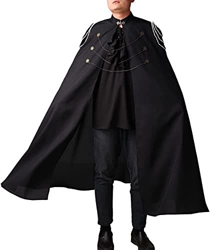 COSDREAMER Herren Kostüm Umhang Hexenumhang Renaissance Mittelalter Umhang (Weinrot) (Weinrot, M) (Schwarz, 2XL)