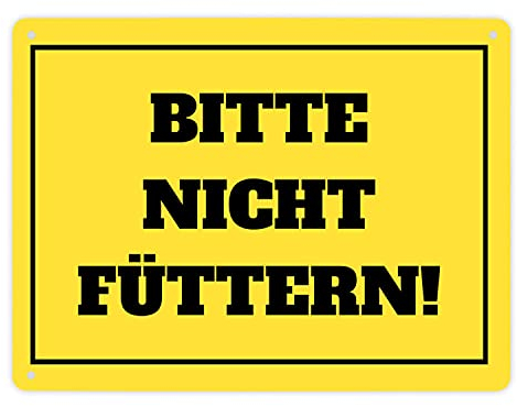 Bitte nicht füttern Koppel-Metallschild XL in 21x28 cm in gelb und schwarz Füttern Warnschild Verboten Schild Koppel Aluminiumschild Achtung Warnung Pferde Nutztiere Krankheit