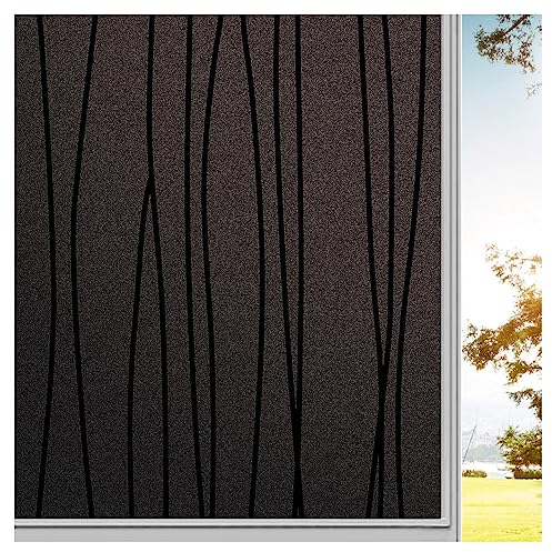 Finnez Fensterfolie Selbsthaftend Verdunkelungsfolie Sichtschutzfolie Blickdicht Dekorfolie Statische Folie Mit Unregelmäßige Streifen Muster 90 X 200 cm Schwarz