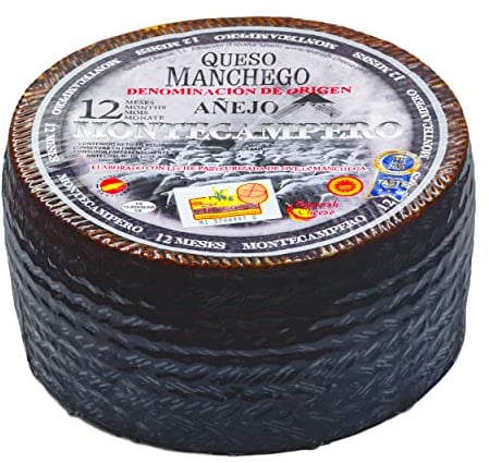 Hymor QUESO MANCHEGO Añejo - 1x 3kg - spanischer Schafs-Käse, 12 Monate gereift, D.O. PDO Hartkäse aus La Mancha von Montecampero, passt zu Tapas Rioja-Tempranillo-Verdejo-Rotwein & Käseplatte