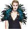 keland Damen schwarz echte Feder Achselzucken Schal Wrap Lace Kragen Halloween Kostüm Schal Top(Blau)