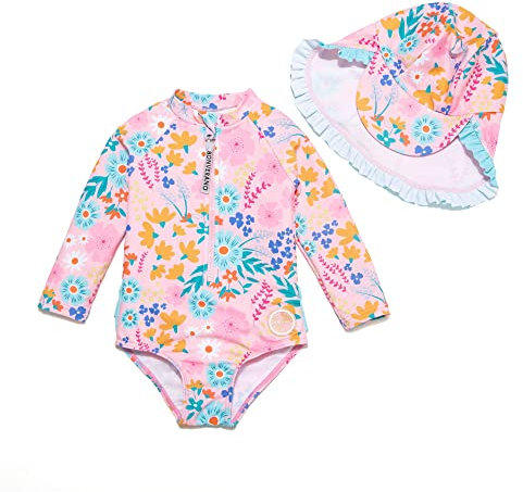 BONVERANO Bañador de una Pieza de Manga Larga para bebé niña protección UV 50+ (Rosa-Rosa,12-18meses…
