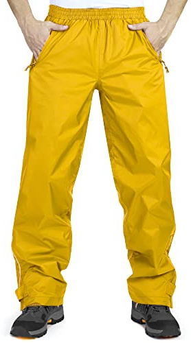 33,000ft Pantaloni Impermeabili da Pioggia per Uomini Pantaloni Leggeri da Pioggia Antivento Pantaloni da Escursionismo da Uomo per Campeggio e Golf, giallo., L