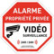 AUA SIGNALETIQUE - Panneau De Signalisation Circulaire en PVC 1.5 mm (Ø 290 mm, Alarme Propriété Privée sous Vidéo)