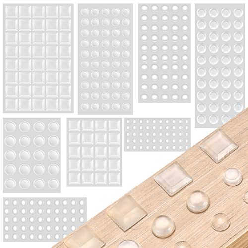 320 Stk Gummipuffer, Elastikpuffer, Anschlagpuffer, Schutzpuffer Möbelpuffer, Gummifüße, Gumminoppen Transparent Selbstklebend, für Glasplatten, Tür, Tastatur, Lärm Dämpfung Pads - 8 Größen