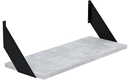 AKKE Wandregal - Hängeregal mit 18 mm Möbelplatte und Metallhalterungen - Wandablage für Moderne Wohnräume, Bücher, Pflanzen und Deko - Loft Flat 60 cm x 20 cm Beton