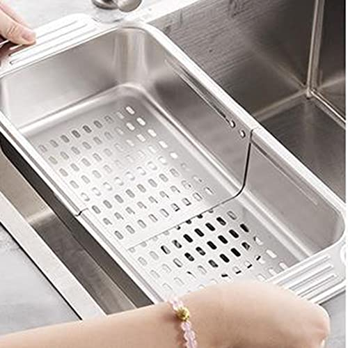 Colador retráctil para fregadero, cocina sobre el fregadero, cesta retráctil de acero inoxidable para fregadero de cocina para verduras y frutas