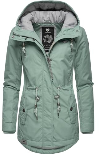 Ragwear Damen Winter-Kurzmantel Monadis Black Label mit Kapuze