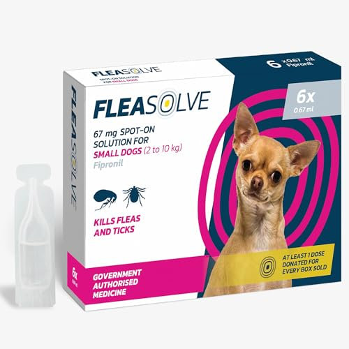 Dog Flea Treatment Small Dog x 6 - Spot on Flea Treatment for Dogs Small 2-10kg - FleaSolve Flea & Tick Solution - 6 x Pipettes - 6 x Doses