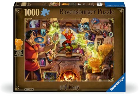 Ravensburger Disney Villainous: Gaston and Figurine 1000 Piece Jigsaw Puzzle for Adults - 12001125 - Handcrafted Tooling, Made in Germany, Every Piece Fits Together Perfectly