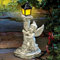 PANGHUBO Statua a energia solare a forma di angelo in poliresina, scultura da giardino con luci LED alimentate da cherubini, decorazione ornamentale, illuminazione per vialetti, prato, patio, tomba