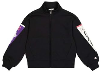 Champion Mädchen Legacy Graphic Shop G (405024) -Ultra-Light Soft Compact Powerblend Fleece Full-Zip Hoodie, Schwarz (KK001), 7-8 Years