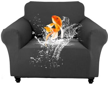 TOPCHANCES Sessel überzug Stretch,100% Wasserdicht Sesselschoner,Rutschfester Sofa-Sesselbezug mit Ananas-Karomuster Für Hunde Katzen Und Haustiere(Dunkelgrauer, 1-Sitzer)