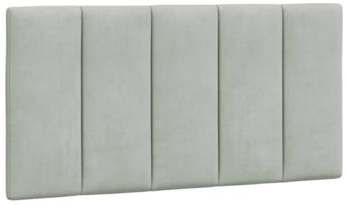 vidaXL Kopfteil Kissen Hanko, Kopfteilkissen mit Linien-Design, Bett Kopfkissen mit Klettverschlüssen auf Rückseite, Kopfteilpolster Kopfpolster, Hellgrau 100cm Samt