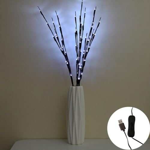 Ulalaza 77 cm Zweiglampe mit 6 Zweigen und 120 LED-Lampen USB-betrieben LED-beleuchtete Weidenzweige Vasenfüller Verwendung für Weihnachten Zuhause Party Dekoration im Innen- und Außenbereich