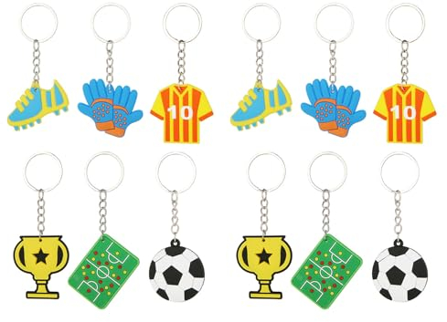 Porte-clés de Football en Silicone, Football Porte Clés, Kit Fête Football Pinata, Cadeaux de Football Porte-clés, Petits Cadeaux Deco Foot avec Porte Clé Foot, Coupe du Monde de Football Cadeau,12PC