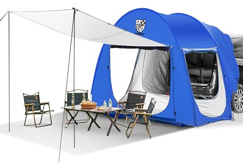 Vielseitiges SUV-Campingzelt mit geräumiger Markise, 4000 mm wasserdichter Autounterstand, für bis zu 4 Personen – unverzichtbares Camping-Zubehör, einfache Einrichtung für Rucksackreisen, Reisen,