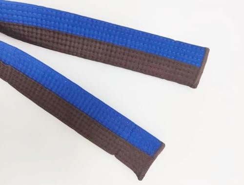 Pandiui23 Professioneller Taekwondo-Karate-Judo-Gürtel, doppelte Umwicklung, Kampfkunst, gestreift, Sportgürtel (1, Blau, Braun, 2,2 m)
