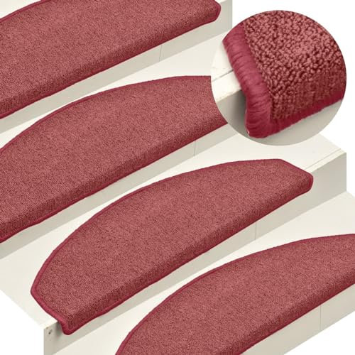 ZEYUAN Treppenmatten 15 STK Stufenmatten, Treppenteppich, Antirutschmatten Für Treppen, Rot 65x24x4 cm